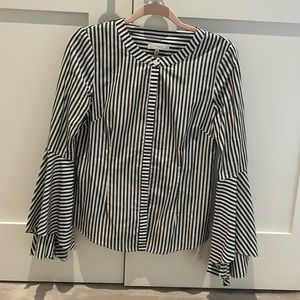 Millu grey and white striped bell sleeve beautiful cotton button down shirt.